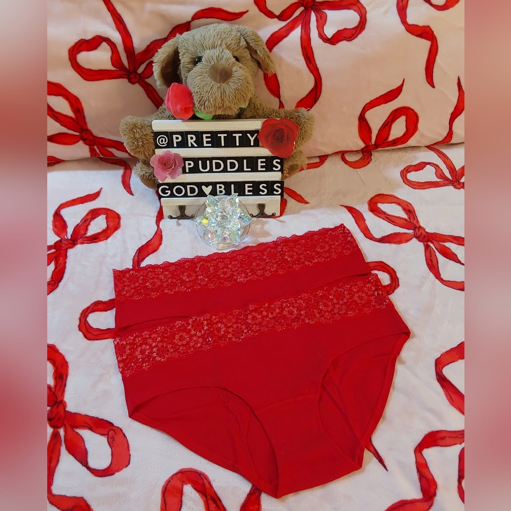 ❤️ XXL VS The Lacie Shimmer Lace-Waist Cotton Hiphugger Panty #1 ❤️ - Picture 4 of 11